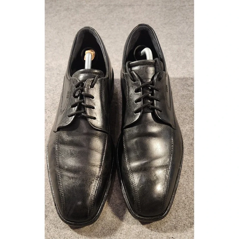 Ecco‎ Shoes Mens Size 9.5 Black Leather Derby Dress Lace Up Comfort Shock Point